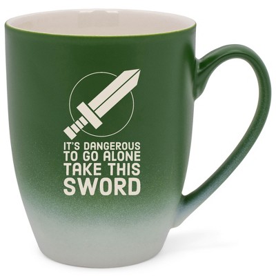 100 North Legendary Hero's 10 Ounce Green and White Two Toned Ombre, Comfortably Fits Your Hands, Ceramic Tea Coffee Cup Mug, It's Dangerous To Go