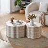 Angel Sar Set of 2 Round Coffee Tables, Faux Mars Pattern Modern Side Tables for Living Room, Office, Apartment - 2 of 4