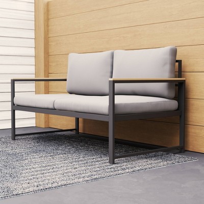 Outdoor Metal Loveseat with Seat Cushions