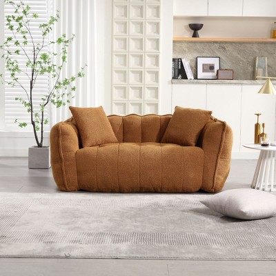 Square 2 Seater Bean Bag Sofa Couch,Best Reclining Sofa With High Resilience Foam,Bean Bag Love Seat,Lazy On Sofa Chenille Couch-Cuddlewood