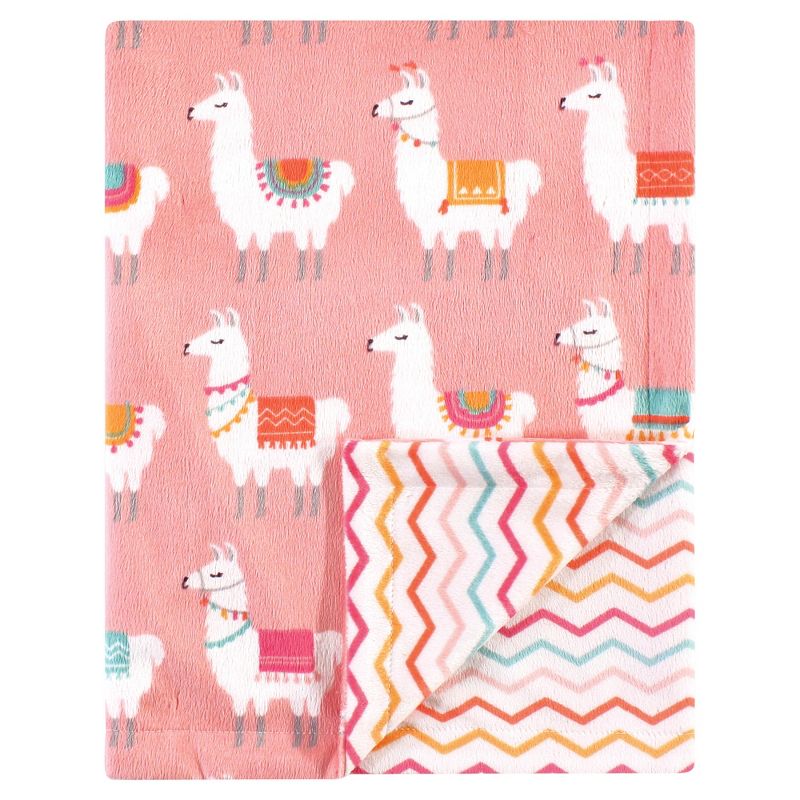 Hudson Baby Infant Girl Plush Mink Blanket, Llama, One Size, 1 of 3
