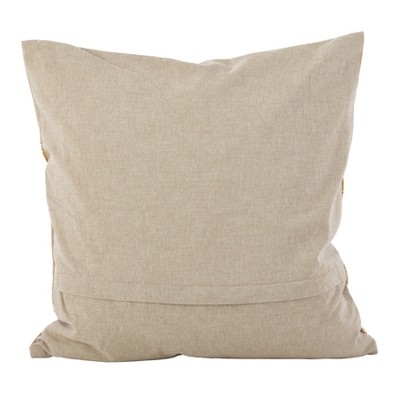 Green Embroidered Floral Beaded Cotton Throw Pillow