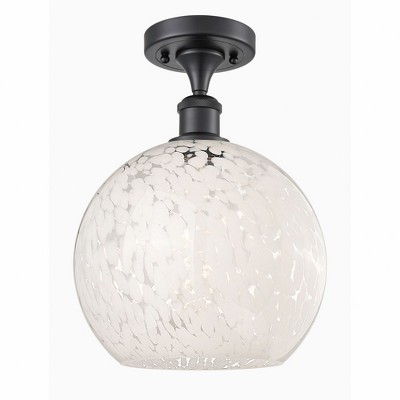 White Mouchette - 1 Light Semi-Flush Mount In Modern Style-13 Inches Tall and 10 Inches Wide
