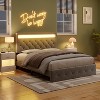 homfan Bed Frame with Charging Station and LED Lights, Upholstered Bed Frame with Adjustable Headboard, Heavy Duty Wood Slats, No Box Spring Needed - 3 of 4