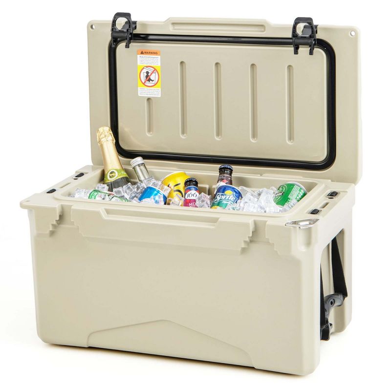 Costway 30 QT Rotomolded Cooler Portable Ice Chest Ice Retention for 5-7 Days Charcoal/Tan, 1 of 11