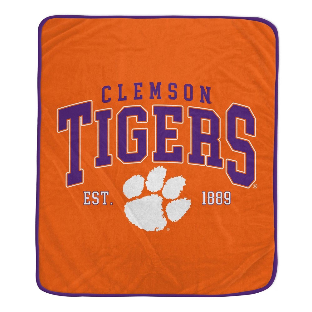 Photos - Duvet NCAA Clemson Tigers Vintage Arch Block Flannel Fleece Blanket