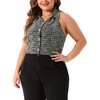 Agnes Orinda Women's Plus Size Tweed Halter Neck Sleeveless Single Breasted Retro Suit Vests - 2 of 4
