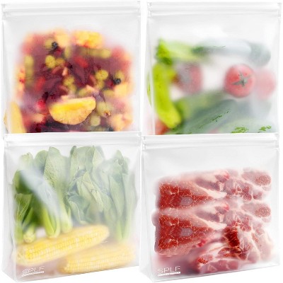 8 Pack Reusable Storage Bags, 4 Half Gallon and 4 Quart BPA Free Leakproof Food Bags