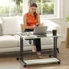 HOMCOM Standing Desk with Power Outlets, Height Adjustable Stand Up Desk with Tiltable Tabletop, Lockable Wheels, Shelf, for Home Office, Oak - 2 of 4