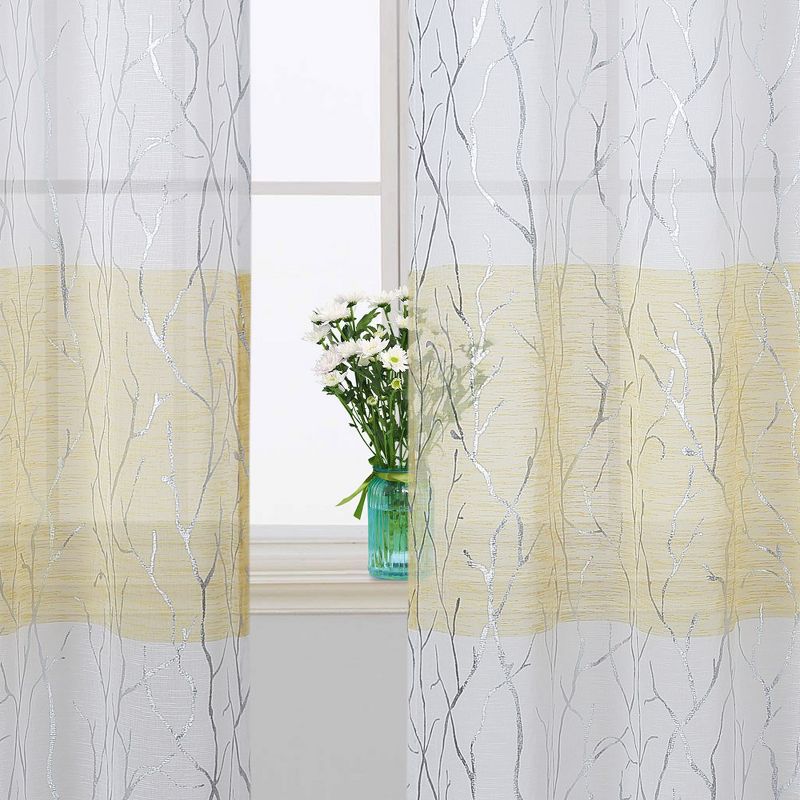 Silver Tree Branch Pattern Semi Sheer Curtains, 2 of 7