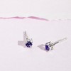 Girl's Classic Round Solitaire Screw Back Sterling Silver Earrings - In Season Jewelry - 4 of 4