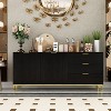 FUFU&GAGA Black Large Storage Cabinet 3 Drawer Cabinet Buffet Sideboard - 3 of 4