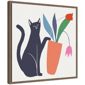 Kate & Laurel All Things Decor 22"x22" Sylvie Cat Vase 6 Framed Canvas by Hannah Beisang Brown - 1 of 4