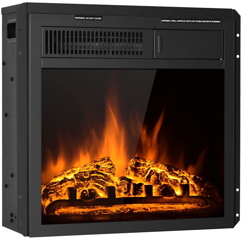 Tangkula 18" Recessed Electric Fireplace Indoor Heater with Remote Control 750w/1500w mode Adjustable Flame, 1 of 7