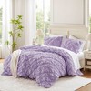 AENKYO Full/Queen Comforter Set, 3-Piece Puffy Embroidery Bedding with Textured Floral Quilting & Elastic Ruching Design - 2 of 4