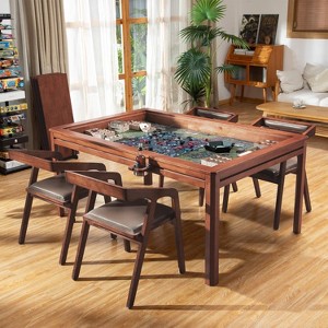 Solid Wood Board Game Table with Removable Table Top for 4-6 Players - 1 of 4