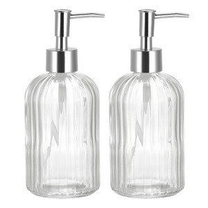 Unique Bargains Large Capacity Glass Soap Dispenser With Durable Pump 2 Pcs - 1 of 4