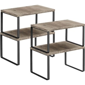 Cabinet Organizer Shelf, Kitchen Counter Shelves, Kitchen Storage, Spice Rack, Stackable, Expandable, Metal and Engineered Wood - 1 of 4
