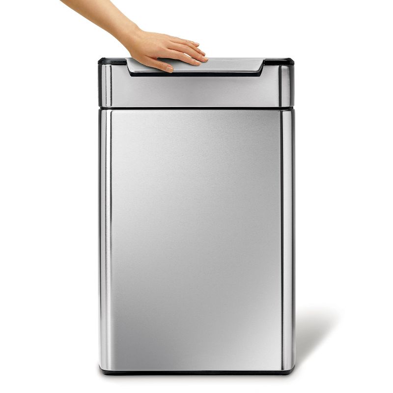 simplehuman 48L Touch Bar Dual Compartment Step Kitchen Trash Can Recycler Stainless Steel, 2 of 7