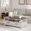 Farmhouse Coffee Table with Drawers, 47.2" Center Table Rustic Coffee Tables Walnut Living Room Table - 2 of 4