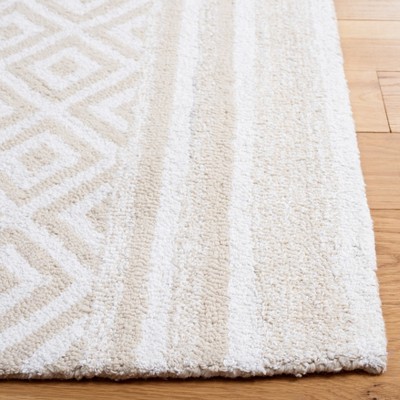 Ivory Beige Hand-Tufted Wool Viscose Rectangular Area Rug