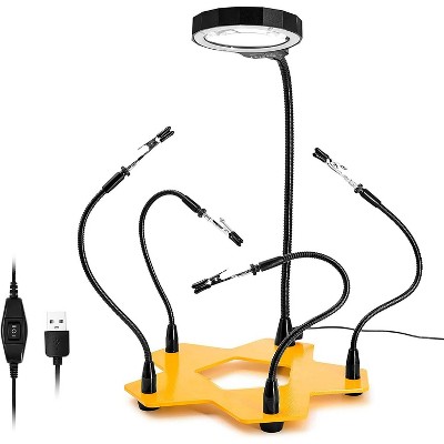 KOTTO Soldering Tool Steel Base Heavy Duty Clips Circuit Holder Craft Jewelry Electronic - 4 Hands, LED Set