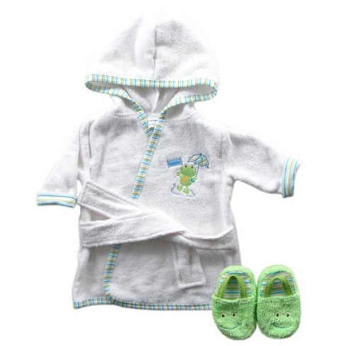Luvable Friends Baby Unisex Cotton Terry Bathrobe, Green, One Size : Target