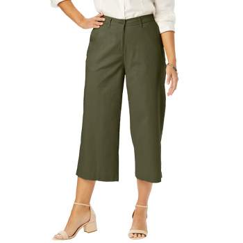 Roaman's Women's Plus Size Wide-leg Bend Over Pant - 22 W, Green : Target