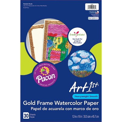 UCreate Gold Frame Watercolor Paper, 12" x 18", 30 Sheets