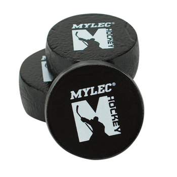 Mylec MINI Hockey Pucks for Indoor Use, Lightweight, Foam Filled, One-Size (Black, Pack of 3)