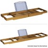 Acacia Bathtub Tray - Natural Wood Tray with Extended Sides, Wine Glass Holder, Book, Phone, or Tablet Rest - For Bath Accessories by Home-Complete - image 4 of 4