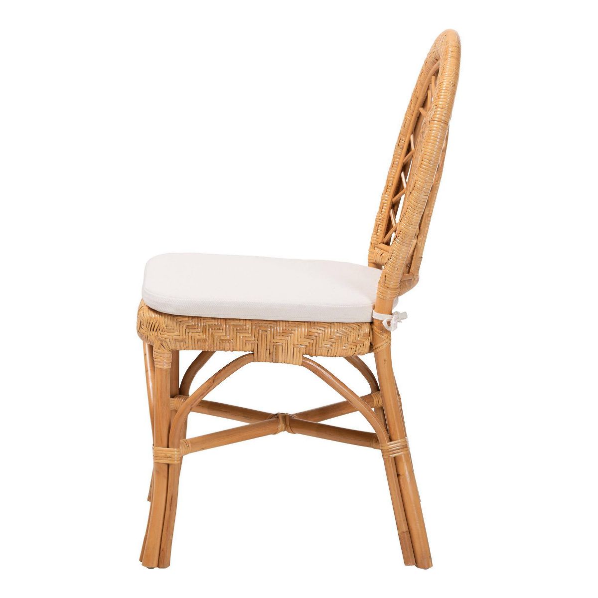 bali & pari Adam Natural Rattan Dining Chair with Curved Backrest and Removable Cushion Light Honey - thumbnail 3