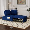 SKRAN versatile foldable sofa bed , modern sofa velvet pull-out bed, loveseat sofa adjustable back and with USB port and swivel phone stand,Blue - 2 of 4