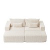 87" Oversized Corduroy Sectional Lounge Chaise with 2 Footstools - 3 of 4
