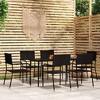 vidaXL Garden Dining Set Black PE Rattan, Powder-Coated Steel, Glass - 55.1" Table Length Black 6 - 2 of 4