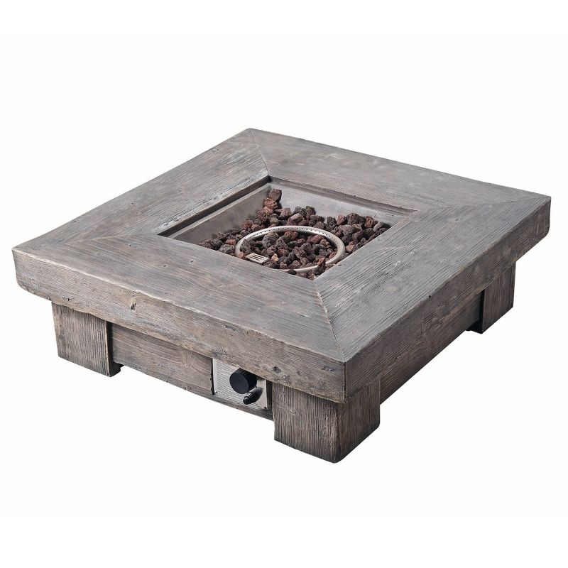 Square Propane Fire Pit with Wood Like Finish - Gray - Teamson Home, 4 of 8