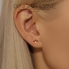 Oval Burnt Orange CZ Flat Back Earrings for Cartilage or Lobe Gold Plated Sterling Silver 1 pair by Ginger Lyne - 4 of 4