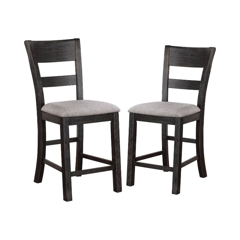 2pc 19&#34; Dyer Slat Back Counter Height Barstools Black - HOMES: Inside + Out, 1 of 5