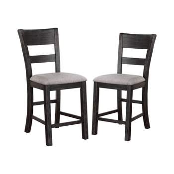 2pc 19" Dyer Slat Back Counter Height Barstools Black - HOMES: Inside + Out