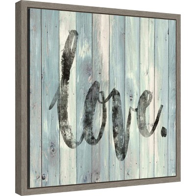 Love Quote Motivational Canvas Wall Art in Grey Frame