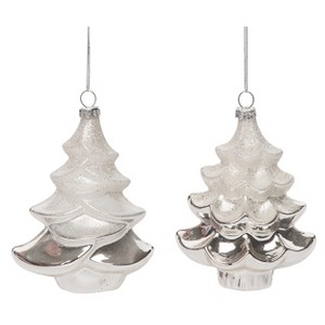 Transpac Glass 5 in. Multicolored Christmas Tree Ornament Set of 2 - 1 of 4