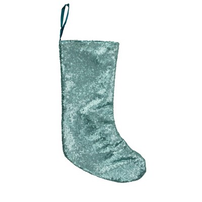 Northlight 17.5" Aqua Blue Sequins Hanging Christmas Stocking