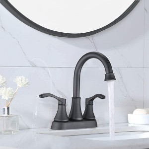 Kumasinova 4" Centerset RV Bathroom Sink Faucet with 2 Handles,Matte Black Waterfall Spout Vanity Basin Faucet,2.5 GPM - 1 of 4