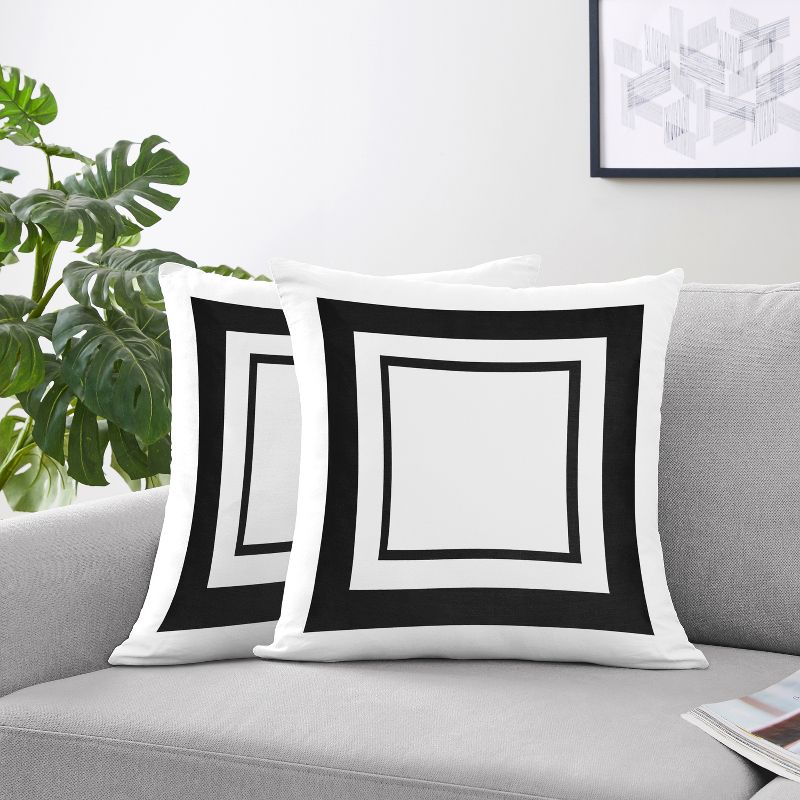 Sweet Jojo Designs Set of 2 Decorative Accent Kids' Throw Pillows 18in. Hotel Black and White, 3 of 6