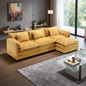 112" Modern L-Shaped Sectional Sofa with Movable Pedals & Detachable Armrests - 1 of 4