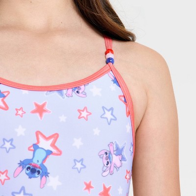Lilo & Stitch Girls' Lilo & Stitch Americana Stars One Piece Swimsuit - Blue/Red M — фото 2