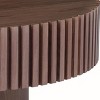 35.4" Modern Natural Round Coffee Table with Hand-Carved Fluted Pedestal Base, Low Wood Center Table for Living Room -3irtyhousy - 3 of 4