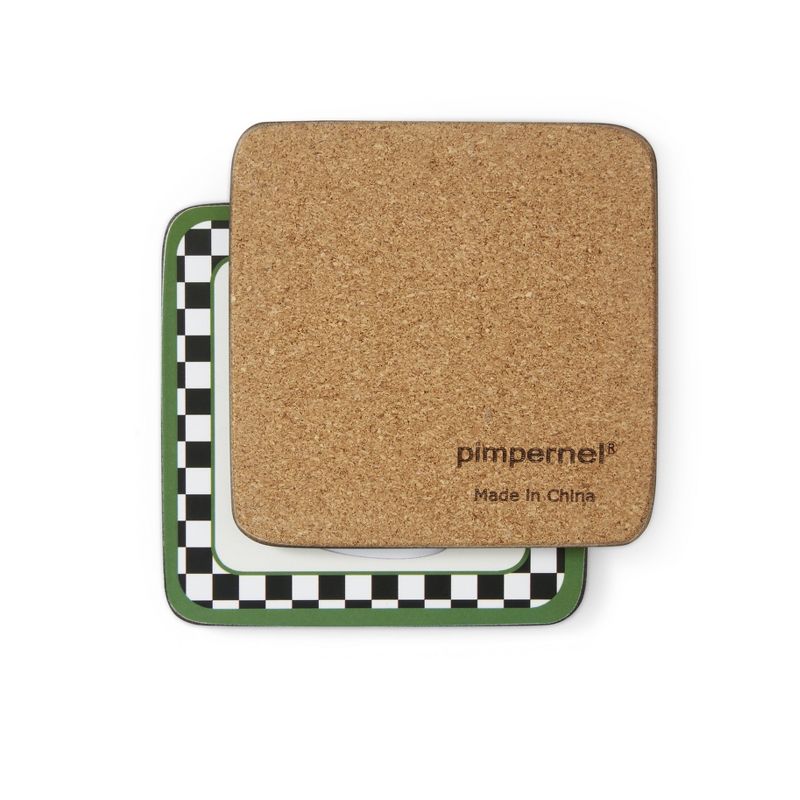 Pimpernel Christmas Coasters Set of 6, Cork Backed Board Heat and Stain Resistant, Black and White, 2 of 6