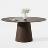PexFix 60" Round Dining Table for 6 People Modern Pedestal Table with Fluted Cone Base & Wood MDF Top for Small Space Kitchen Dining Room Cafe Walnut - 3 of 4