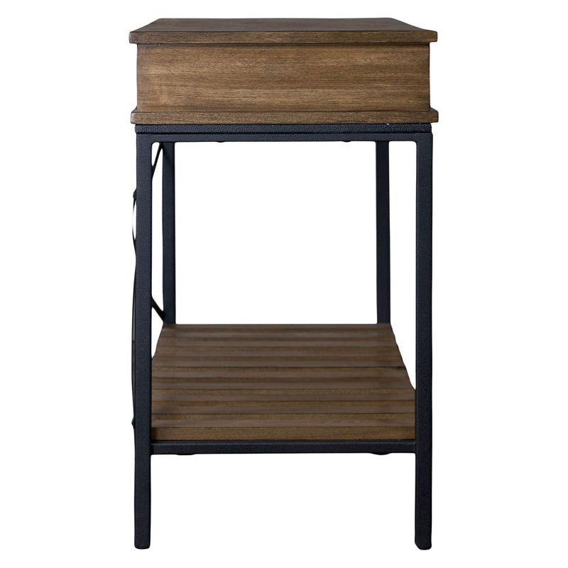 Newcastle Wood and Metal Console Table Criss-Cross - Baxton Studio, 3 of 6